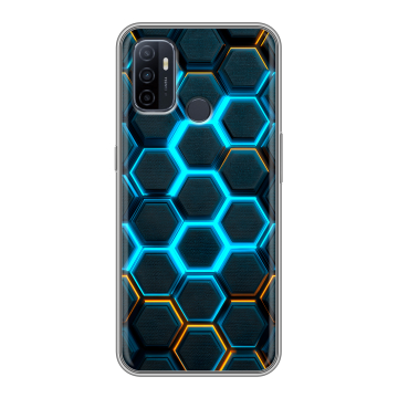 Силиконовый чехол на OPPO A53 с принтом Неоновые соты Силиконовый чехол на OPPO A53 с принтом Неоновые соты