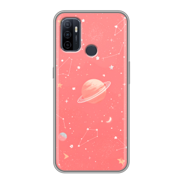 Силиконовый чехол на OPPO A53 с принтом Розовый космос Силиконовый чехол на OPPO A53 с принтом Розовый космос
