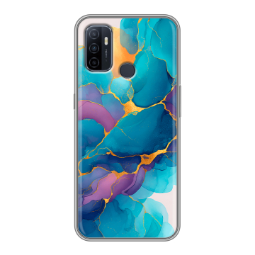 Силиконовый чехол на OPPO A53 с принтом Мрамор блестки Силиконовый чехол на OPPO A53 с принтом Мрамор блестки