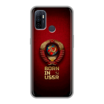 Силиконовый чехол на OPPO A53 с принтом Флаг Герб СССР Силиконовый чехол на OPPO A53 с принтом Флаг Герб СССР