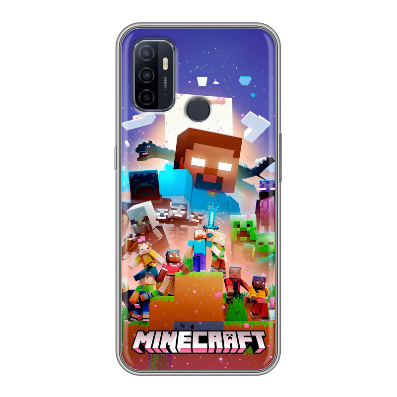 Силиконовый чехол на OPPO A53 с принтом Майнкрафт Minecraft Силиконовый чехол на OPPO A53 с принтом Майнкрафт Minecraft