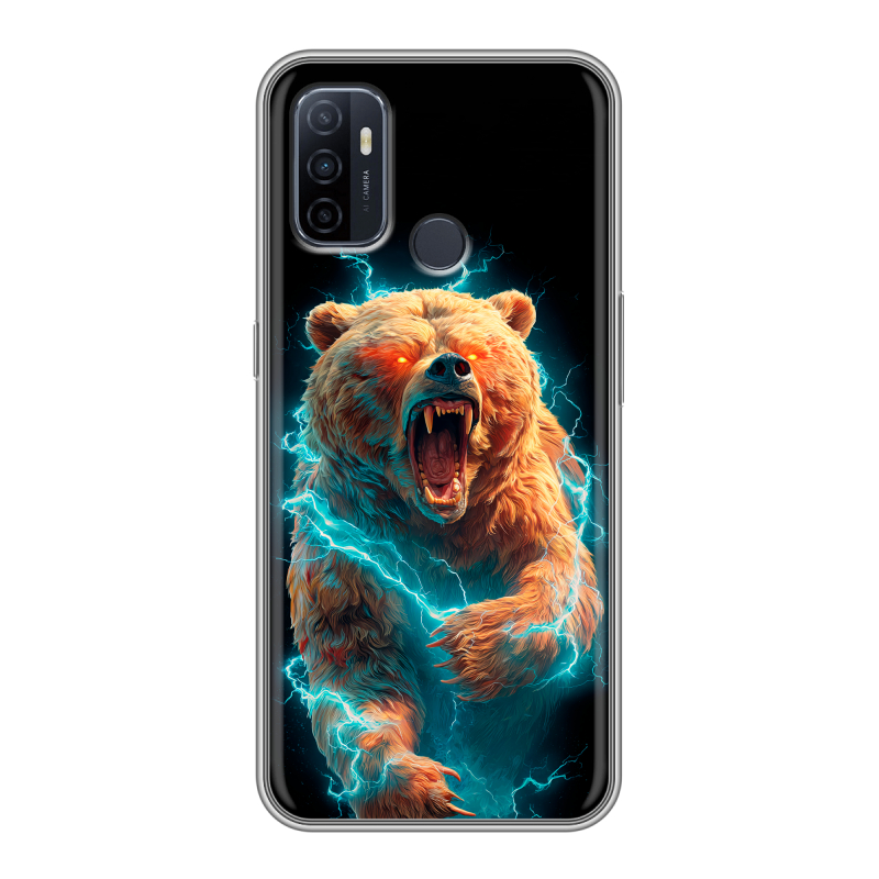 Силиконовый чехол на OPPO A53 с принтом Медведь Силиконовый чехол на OPPO A53 с принтом Медведь