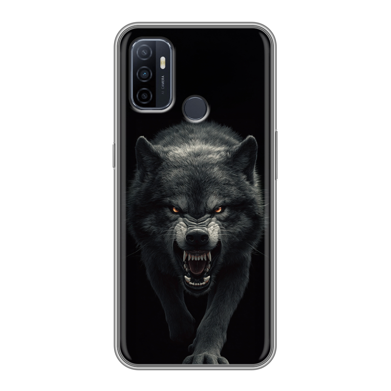 Силиконовый противоударный чехол на OPPO A53 с принтом Волк Силиконовый противоударный чехол на OPPO A53 с принтом Волк