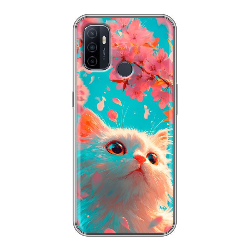 Силиконовый чехол на OPPO A53 с принтом Красивый кот Силиконовый чехол на OPPO A53 с принтом Красивый кот