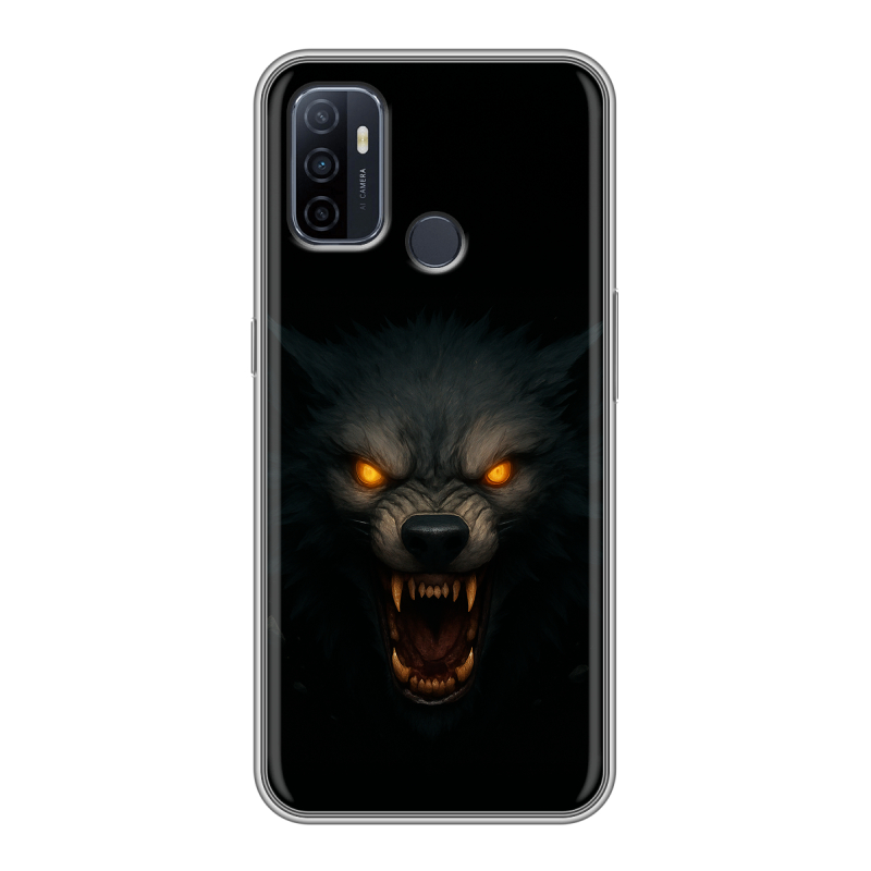Силиконовый противоударный чехол на OPPO A53 с принтом Волк Силиконовый противоударный чехол на OPPO A53 с принтом Волк