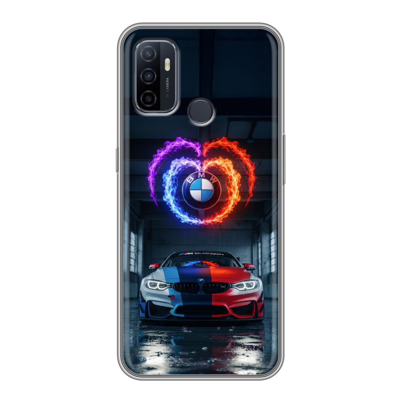 Силиконовый противоударный чехол на OPPO A53 с принтом BMW БМВ Силиконовый противоударный чехол на OPPO A53 с принтом BMW БМВ