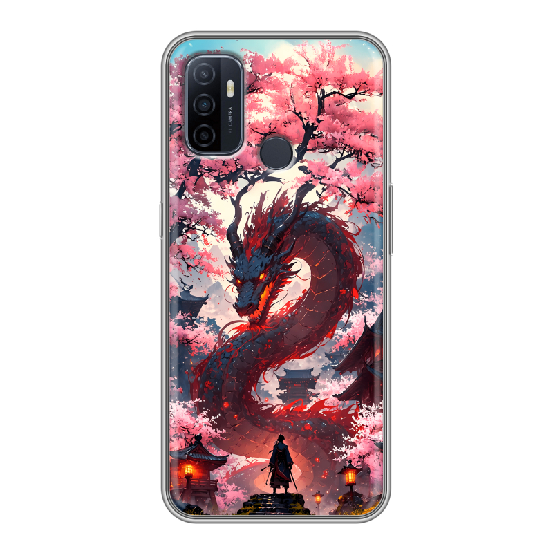 Силиконовый чехол на OPPO A53 с принтом Дракон Японский Силиконовый чехол на OPPO A53 с принтом Дракон Японский