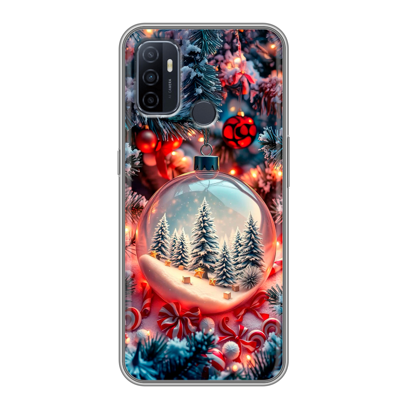 Силиконовый противоударный чехол на OPPO A53 с принтом Новый год Силиконовый противоударный чехол на OPPO A53 с принтом Новый год