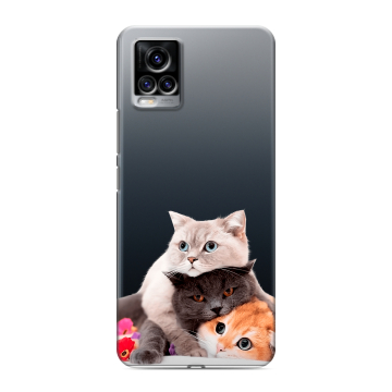 Силиконовый чехол на Vivo V20 с принтом Кошки