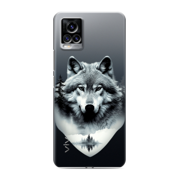 Силиконовый чехол на Vivo V20 с принтом Волк в лесу Силиконовый чехол на Vivo V20 с принтом Волк в лесу