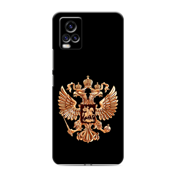 Силиконовый чехол на Vivo V20 с принтом Герб России золотой Силиконовый чехол на Vivo V20 с принтом Герб России золотой