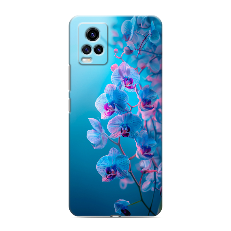 Силиконовый чехол на Vivo V20 с принтом голубые орхидеи Силиконовый чехол на Vivo V20 с принтом голубые орхидеи