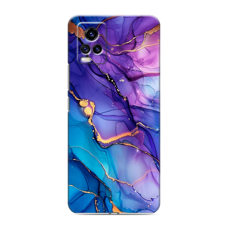 Силиконовый чехол на Vivo V20 с принтом синий мрамор Силиконовый чехол на Vivo V20 с принтом синий мрамор