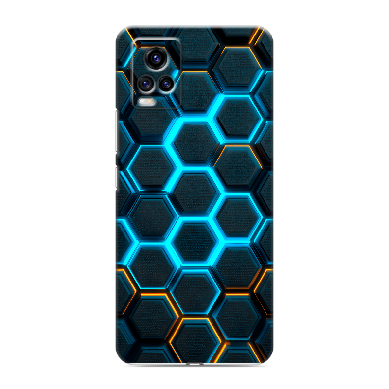 Силиконовый чехол на Vivo V20 с принтом Неоновые соты Силиконовый чехол на Vivo V20 с принтом Неоновые соты