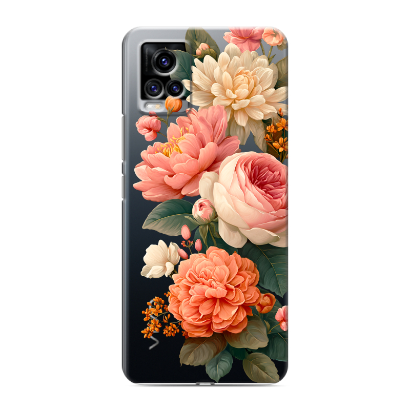 Силиконовый чехол на Vivo V20 с принтом цветы Силиконовый чехол на Vivo V20 с принтом цветы