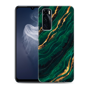 Силиконовый чехол на Vivo V20 SE с принтом Мрамор зеленое золото