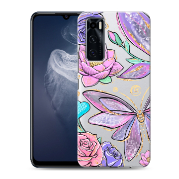 Силиконовый чехол на Vivo V20 SE с принтом Бабочки и цветы Силиконовый чехол на Vivo V20 SE с принтом Бабочки и цветы