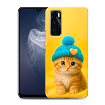 Силиконовый чехол на Vivo V20 SE с принтом Котенок в шапке Силиконовый чехол на Vivo V20 SE с принтом Котенок в шапке