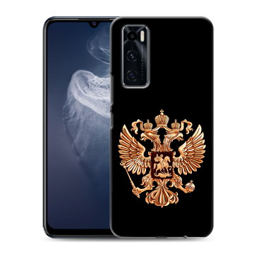 Силиконовый чехол на Vivo V20 SE с принтом Герб России золотой