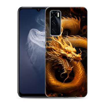 Силиконовый чехол на Vivo V20 SE с принтом Золотой дракон