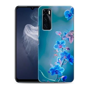 Силиконовый чехол на Vivo V20 SE с принтом Голубые цветы Силиконовый чехол на Vivo V20 SE с принтом Голубые цветы