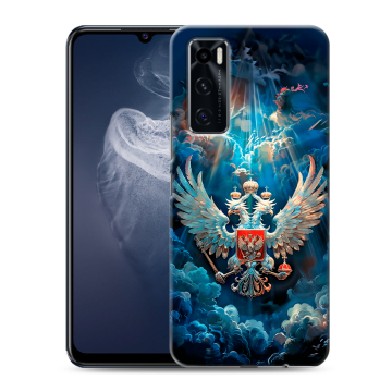 Силиконовый чехол на Vivo V20 SE с принтом Герб флаг России Силиконовый чехол на Vivo V20 SE с принтом Герб флаг России