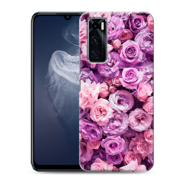 Силиконовый чехол на Vivo V20 SE с принтом лавандовые розы