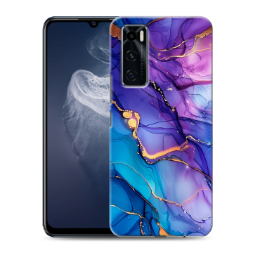 Силиконовый чехол на Vivo V20 SE с принтом синий мрамор Силиконовый чехол на Vivo V20 SE с принтом синий мрамор