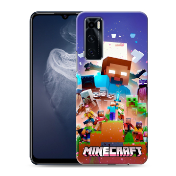 Силиконовый чехол на Vivo V20 SE с принтом Майнкрафт Minecraft