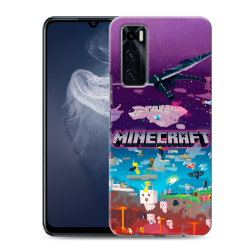 Силиконовый чехол на Vivo V20 SE с принтом Майнкрафт Minecraft Силиконовый чехол на Vivo V20 SE с принтом Майнкрафт Minecraft