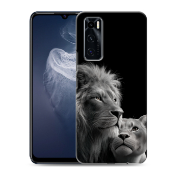Силиконовый чехол на Vivo V20 SE с принтом Лев кошки