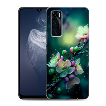 Силиконовый чехол на Vivo V20 SE с принтом Цветы и мрамор Силиконовый чехол на Vivo V20 SE с принтом Цветы и мрамор