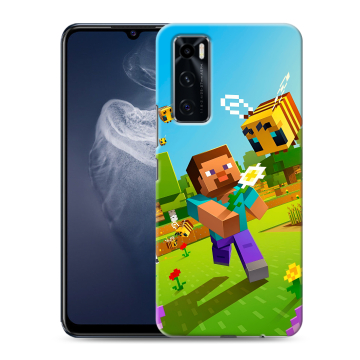 Силиконовый чехол на Vivo V20 SE с принтом Майнкрафт Minecraft Силиконовый чехол на Vivo V20 SE с принтом Майнкрафт Minecraft