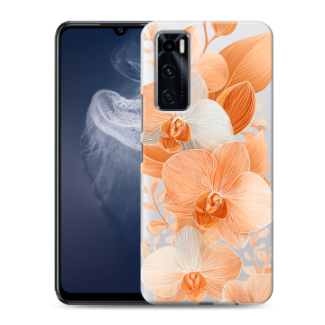 Силиконовый чехол на Vivo V20 SE с принтом Бежевые цветы