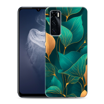 Силиконовый чехол на Vivo V20 SE с принтом Листья и золото