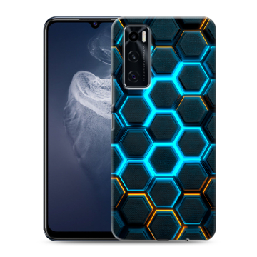 Силиконовый чехол на Vivo V20 SE с принтом Неоновые соты