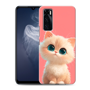 Силиконовый чехол на Vivo V20 SE с принтом Розовый котенок