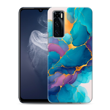 Силиконовый чехол на Vivo V20 SE с принтом Мрамор блестки