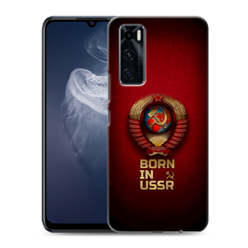 Силиконовый чехол на Vivo V20 SE с принтом Флаг Герб СССР