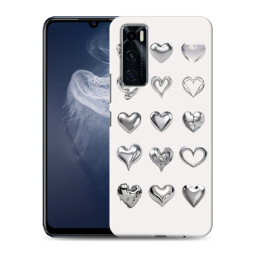 Силиконовый чехол на Vivo V20 SE с принтом Y2K сердечки Силиконовый чехол на Vivo V20 SE с принтом Y2K сердечки