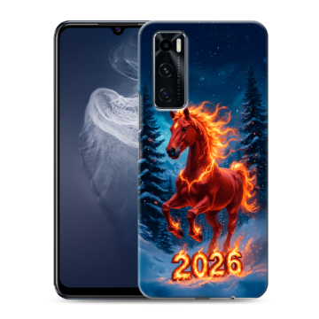 Силиконовый чехол на Vivo V20 SE с принтом Новый год коня