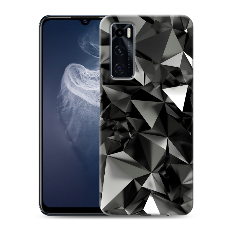 Силиконовый противоударный чехол на Vivo V20 SE с принтом Черные кристаллы Силиконовый противоударный чехол на Vivo V20 SE с принтом Черные кристаллы