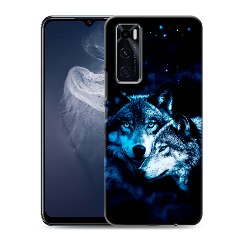 Силиконовый противоударный чехол на Vivo V20 SE с принтом Волки Силиконовый противоударный чехол на Vivo V20 SE с принтом Волки