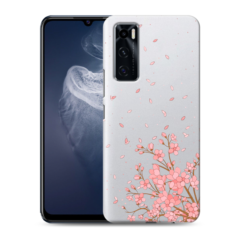 Силиконовый противоударный чехол на Vivo V20 SE с принтом Ветка сакуры Силиконовый противоударный чехол на Vivo V20 SE с принтом Ветка сакуры