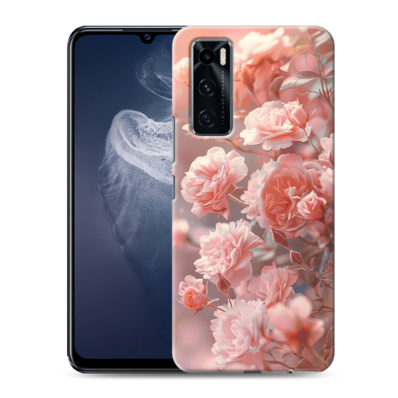 Силиконовый противоударный чехол на Vivo V20 SE с принтом Розовые розы Силиконовый противоударный чехол на Vivo V20 SE с принтом Розовые розы