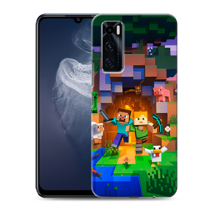 Силиконовый противоударный чехол на Vivo V20 SE с принтом Майнкрафт Minecraft Силиконовый противоударный чехол на Vivo V20 SE с принтом Майнкрафт Minecraft