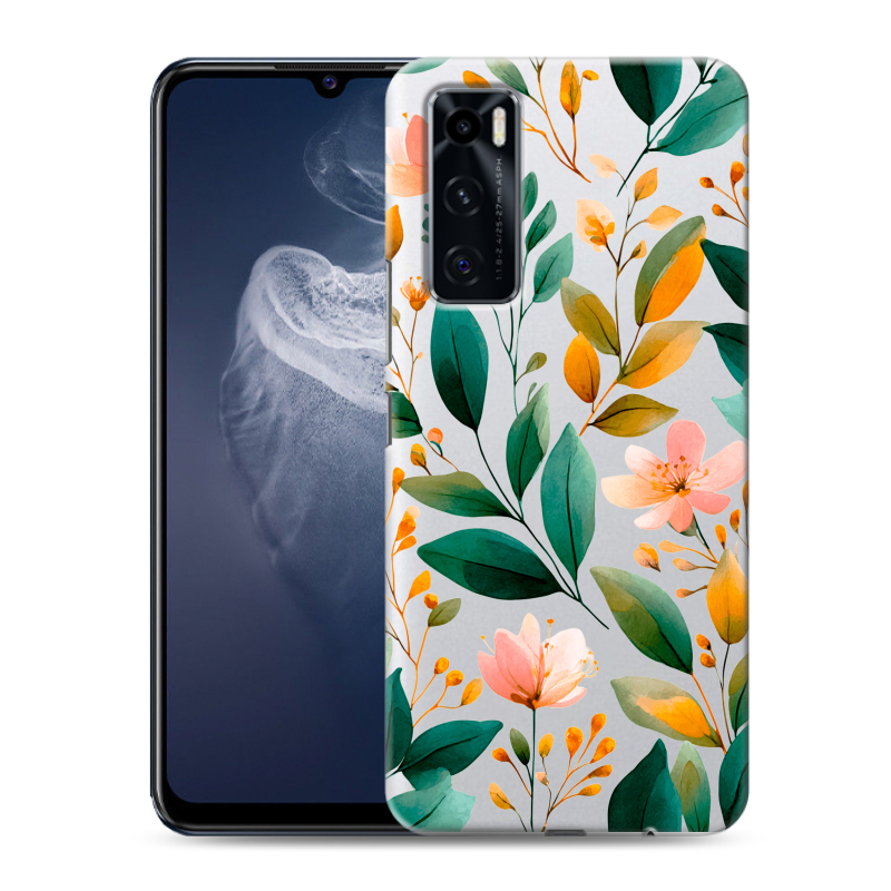 Силиконовый чехол на Vivo V20 SE с принтом Цветы паттерн Силиконовый чехол на Vivo V20 SE с принтом Цветы паттерн