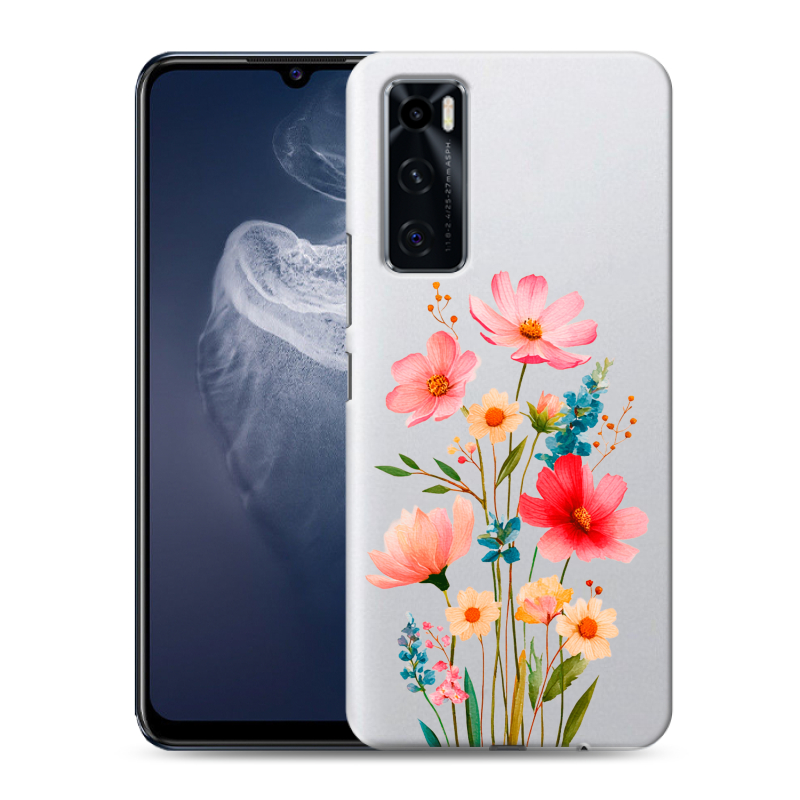 Силиконовый противоударный чехол на Vivo V20 SE с принтом Цветы Силиконовый противоударный чехол на Vivo V20 SE с принтом Цветы