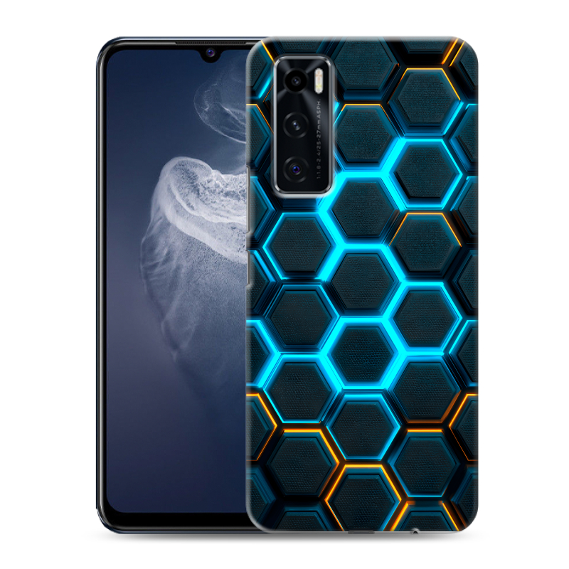 Силиконовый чехол на Vivo V20 SE с принтом Неоновые соты Силиконовый чехол на Vivo V20 SE с принтом Неоновые соты