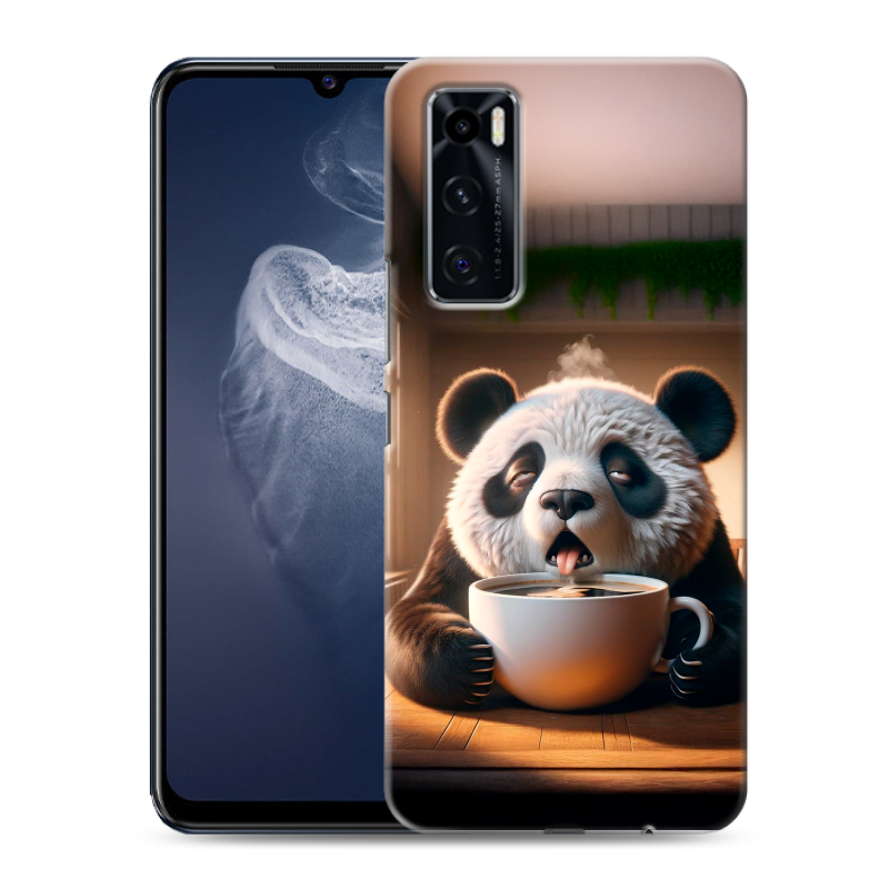 Силиконовый противоударный чехол на Vivo V20 SE с принтом смешная панда Силиконовый противоударный чехол на Vivo V20 SE с принтом смешная панда